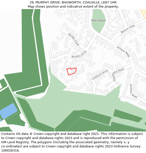 29, MURPHY DRIVE, BAGWORTH, COALVILLE, LE67 1HR: Location map and indicative extent of plot