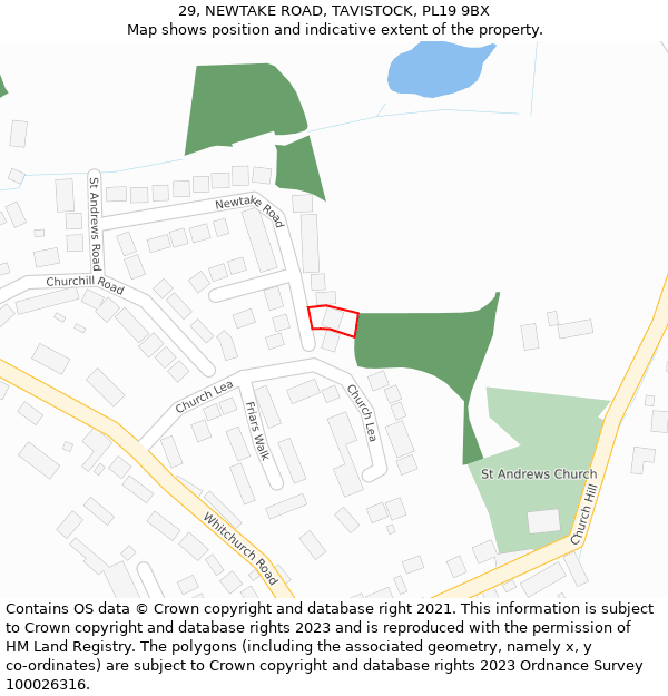 29, NEWTAKE ROAD, TAVISTOCK, PL19 9BX: Location map and indicative extent of plot