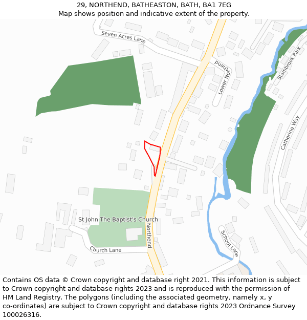 29, NORTHEND, BATHEASTON, BATH, BA1 7EG: Location map and indicative extent of plot