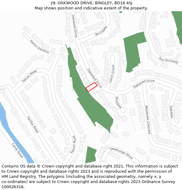 29, OAKWOOD DRIVE, BINGLEY, BD16 4SJ: Location map and indicative extent of plot