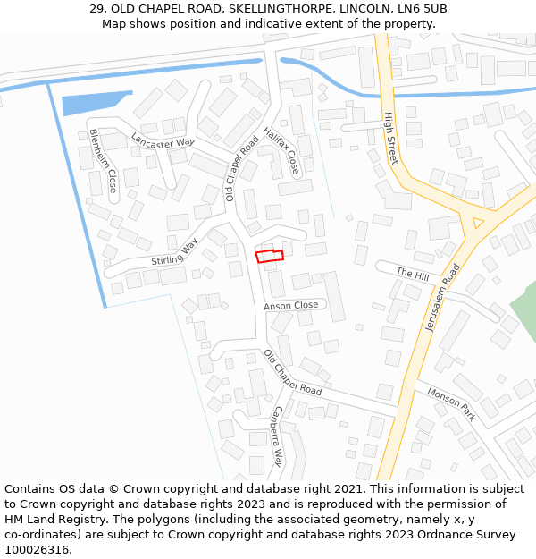 29, OLD CHAPEL ROAD, SKELLINGTHORPE, LINCOLN, LN6 5UB: Location map and indicative extent of plot