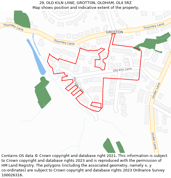 29, OLD KILN LANE, GROTTON, OLDHAM, OL4 5RZ: Location map and indicative extent of plot