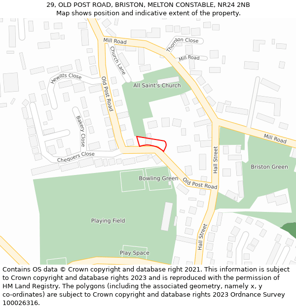 29, OLD POST ROAD, BRISTON, MELTON CONSTABLE, NR24 2NB: Location map and indicative extent of plot