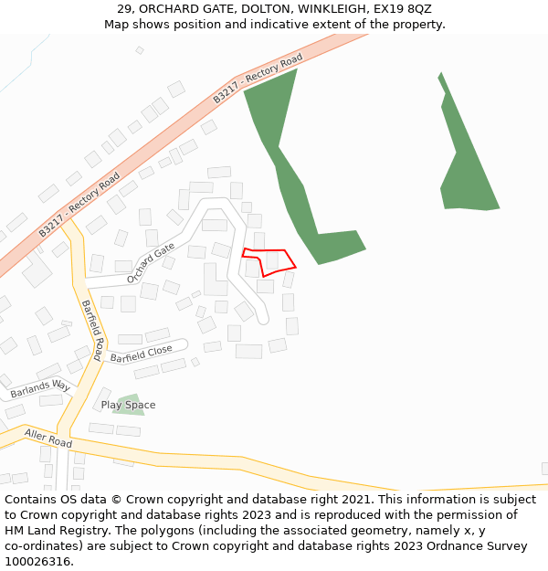 29, ORCHARD GATE, DOLTON, WINKLEIGH, EX19 8QZ: Location map and indicative extent of plot