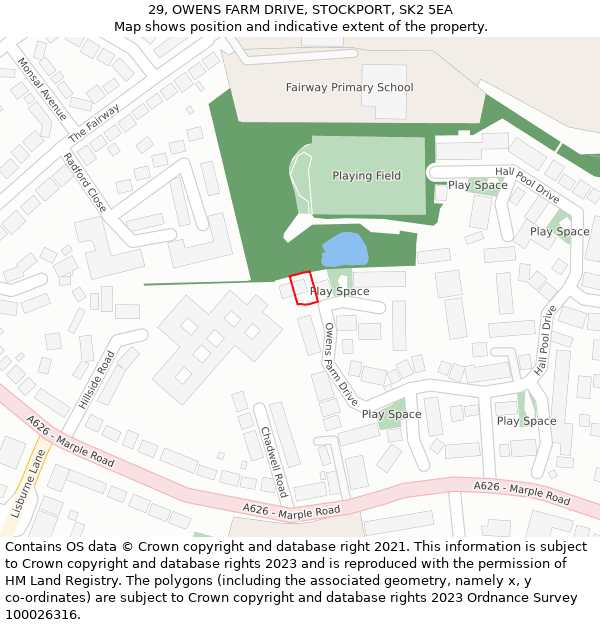 29, OWENS FARM DRIVE, STOCKPORT, SK2 5EA: Location map and indicative extent of plot