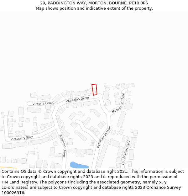29, PADDINGTON WAY, MORTON, BOURNE, PE10 0PS: Location map and indicative extent of plot
