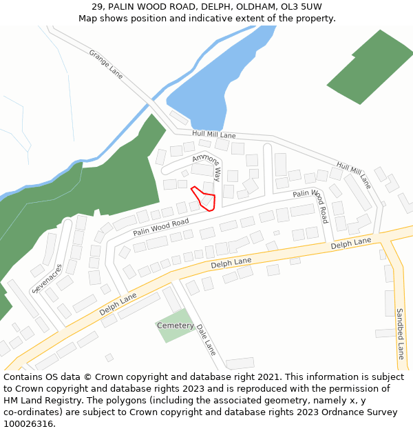 29, PALIN WOOD ROAD, DELPH, OLDHAM, OL3 5UW: Location map and indicative extent of plot