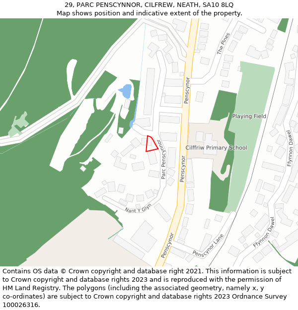29, PARC PENSCYNNOR, CILFREW, NEATH, SA10 8LQ: Location map and indicative extent of plot