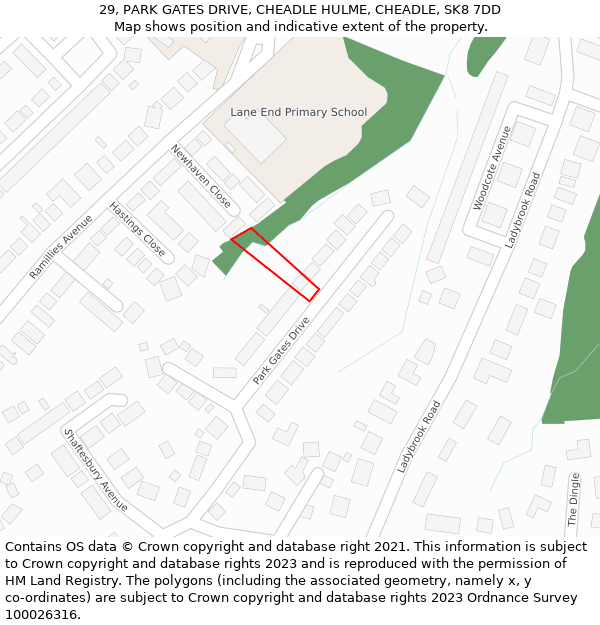 29, PARK GATES DRIVE, CHEADLE HULME, CHEADLE, SK8 7DD: Location map and indicative extent of plot