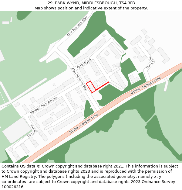 29, PARK WYND, MIDDLESBROUGH, TS4 3FB: Location map and indicative extent of plot