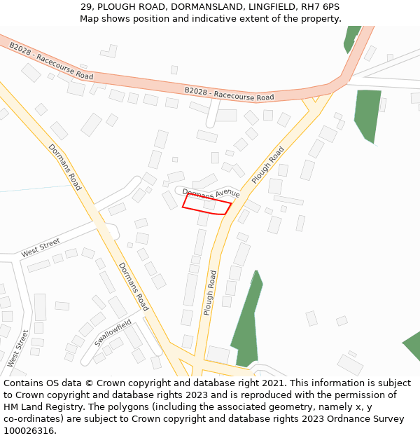 29, PLOUGH ROAD, DORMANSLAND, LINGFIELD, RH7 6PS: Location map and indicative extent of plot