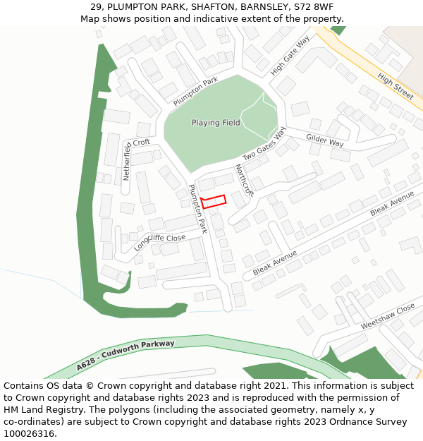 29, PLUMPTON PARK, SHAFTON, BARNSLEY, S72 8WF: Location map and indicative extent of plot