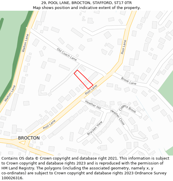 29, POOL LANE, BROCTON, STAFFORD, ST17 0TR: Location map and indicative extent of plot