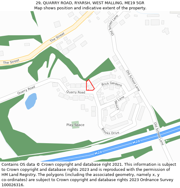 29, QUARRY ROAD, RYARSH, WEST MALLING, ME19 5GR: Location map and indicative extent of plot