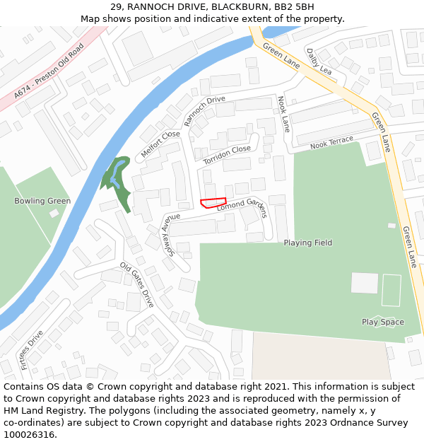 29, RANNOCH DRIVE, BLACKBURN, BB2 5BH: Location map and indicative extent of plot