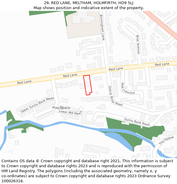 29, RED LANE, MELTHAM, HOLMFIRTH, HD9 5LJ: Location map and indicative extent of plot