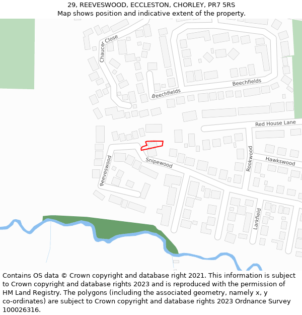 29, REEVESWOOD, ECCLESTON, CHORLEY, PR7 5RS: Location map and indicative extent of plot