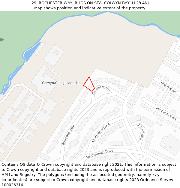 29, ROCHESTER WAY, RHOS ON SEA, COLWYN BAY, LL28 4NJ: Location map and indicative extent of plot