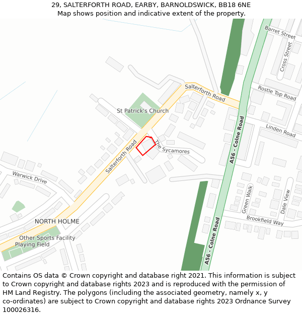 29, SALTERFORTH ROAD, EARBY, BARNOLDSWICK, BB18 6NE: Location map and indicative extent of plot