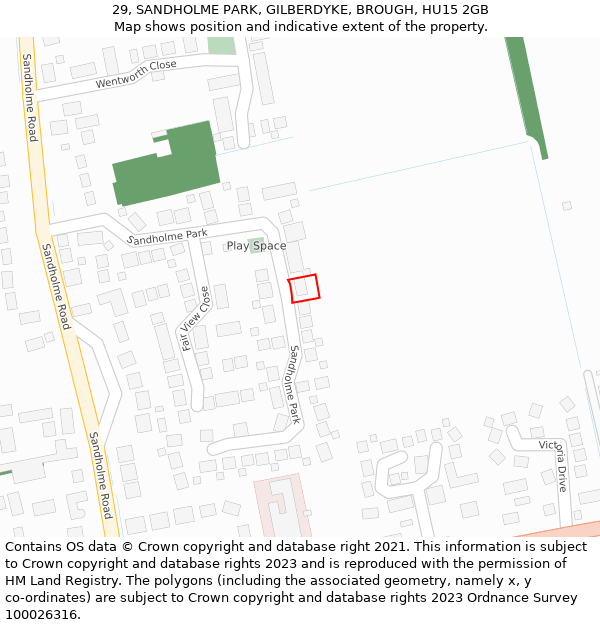 29, SANDHOLME PARK, GILBERDYKE, BROUGH, HU15 2GB: Location map and indicative extent of plot