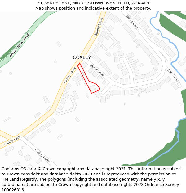 29, SANDY LANE, MIDDLESTOWN, WAKEFIELD, WF4 4PN: Location map and indicative extent of plot