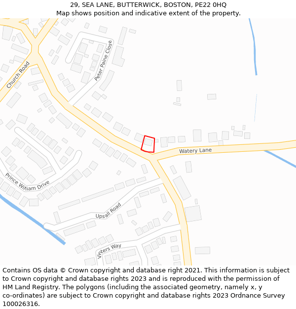 29, SEA LANE, BUTTERWICK, BOSTON, PE22 0HQ: Location map and indicative extent of plot