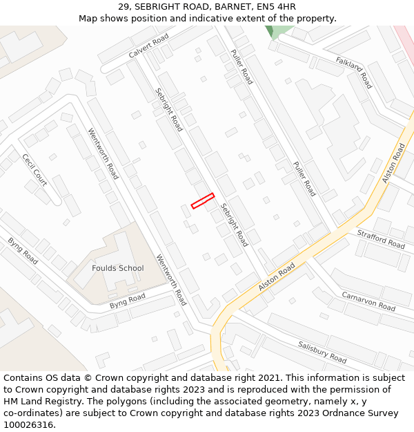 29, SEBRIGHT ROAD, BARNET, EN5 4HR: Location map and indicative extent of plot