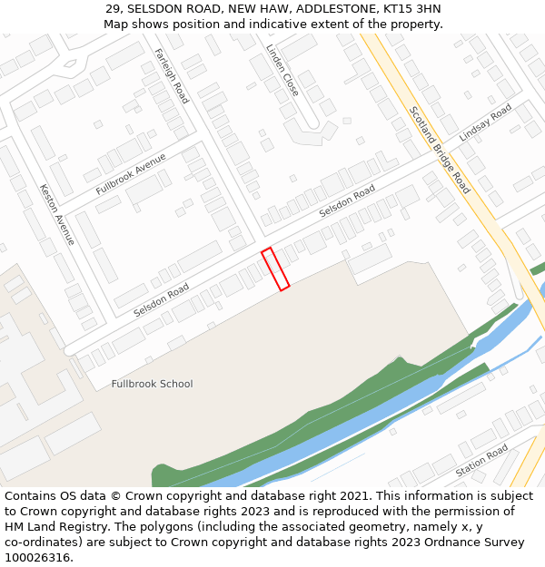 29, SELSDON ROAD, NEW HAW, ADDLESTONE, KT15 3HN: Location map and indicative extent of plot