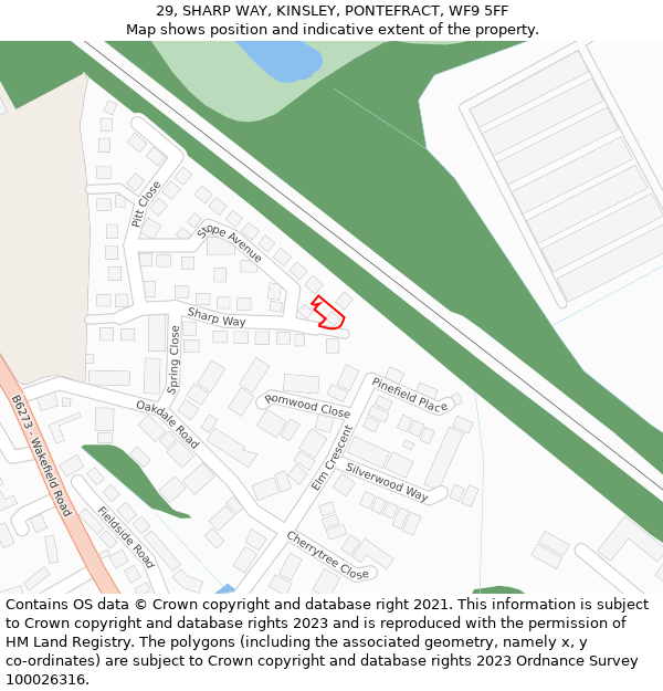 29, SHARP WAY, KINSLEY, PONTEFRACT, WF9 5FF: Location map and indicative extent of plot