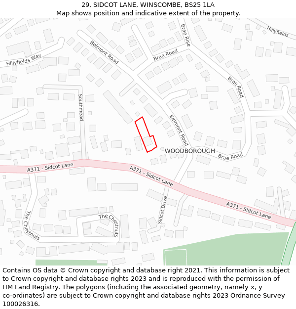 29, SIDCOT LANE, WINSCOMBE, BS25 1LA: Location map and indicative extent of plot