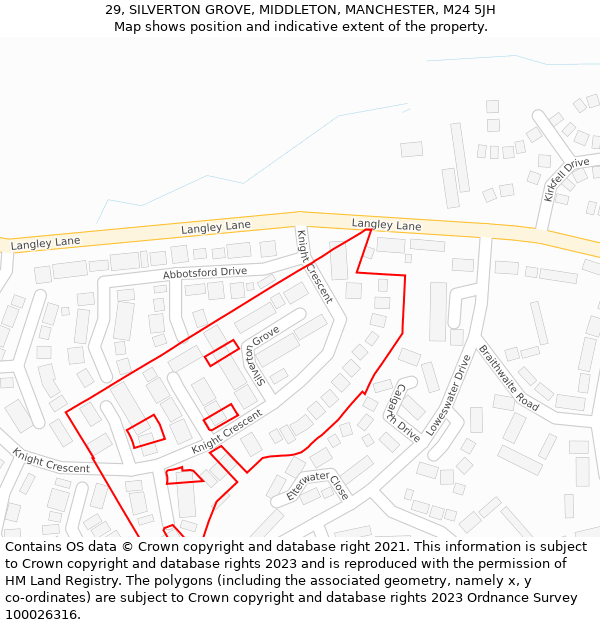 29, SILVERTON GROVE, MIDDLETON, MANCHESTER, M24 5JH: Location map and indicative extent of plot