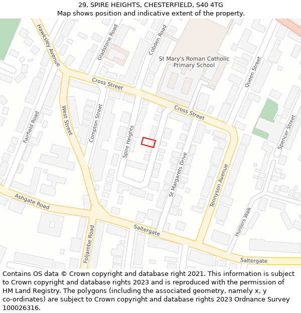 29, SPIRE HEIGHTS, CHESTERFIELD, S40 4TG: Location map and indicative extent of plot