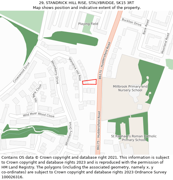 29, STANDRICK HILL RISE, STALYBRIDGE, SK15 3RT: Location map and indicative extent of plot