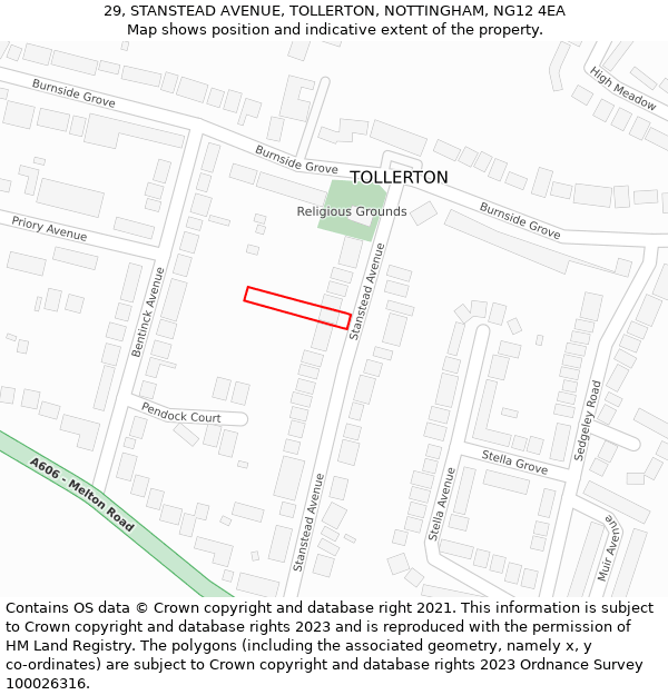 29, STANSTEAD AVENUE, TOLLERTON, NOTTINGHAM, NG12 4EA: Location map and indicative extent of plot