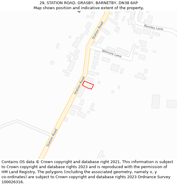 29, STATION ROAD, GRASBY, BARNETBY, DN38 6AP: Location map and indicative extent of plot