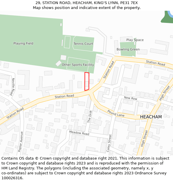 29, STATION ROAD, HEACHAM, KING'S LYNN, PE31 7EX: Location map and indicative extent of plot