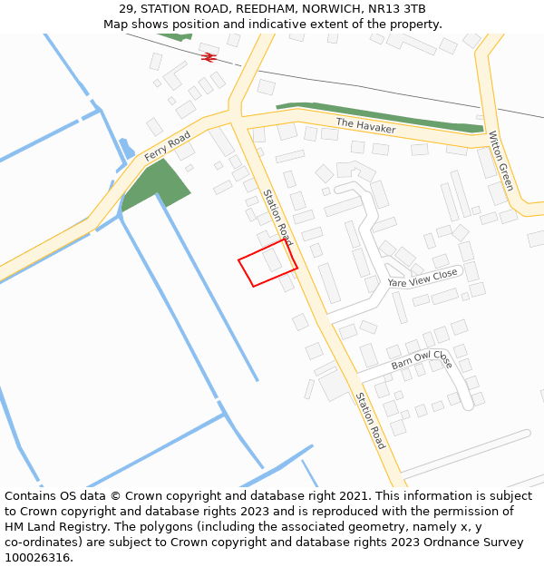 29, STATION ROAD, REEDHAM, NORWICH, NR13 3TB: Location map and indicative extent of plot