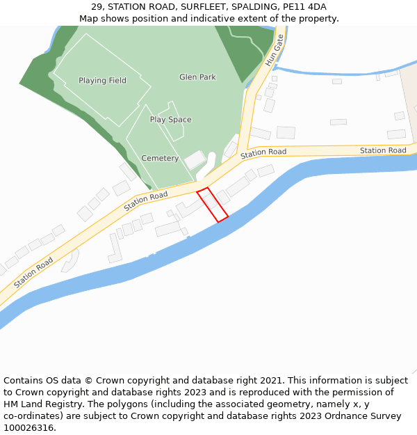 29, STATION ROAD, SURFLEET, SPALDING, PE11 4DA: Location map and indicative extent of plot