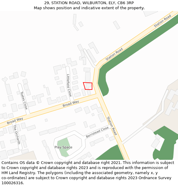29, STATION ROAD, WILBURTON, ELY, CB6 3RP: Location map and indicative extent of plot