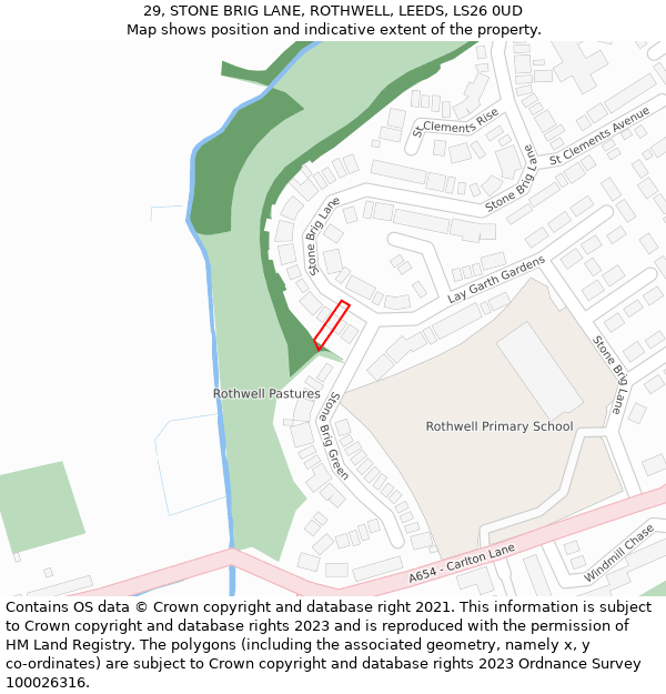 29, STONE BRIG LANE, ROTHWELL, LEEDS, LS26 0UD: Location map and indicative extent of plot