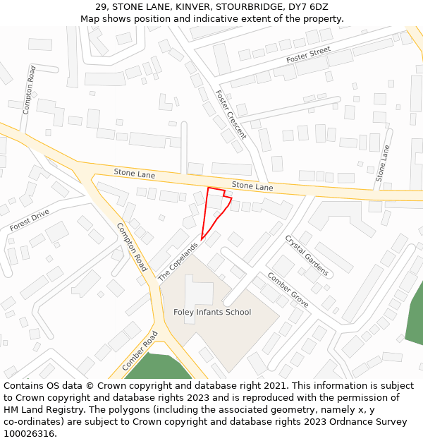 29, STONE LANE, KINVER, STOURBRIDGE, DY7 6DZ: Location map and indicative extent of plot