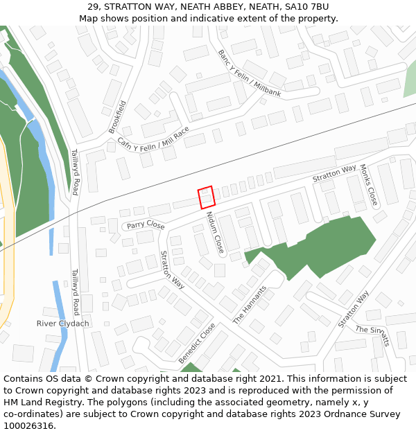 29, STRATTON WAY, NEATH ABBEY, NEATH, SA10 7BU: Location map and indicative extent of plot