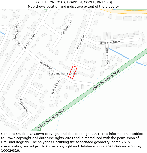 29, SUTTON ROAD, HOWDEN, GOOLE, DN14 7DJ: Location map and indicative extent of plot