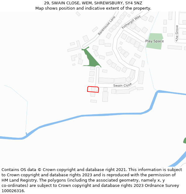 29, SWAIN CLOSE, WEM, SHREWSBURY, SY4 5NZ: Location map and indicative extent of plot