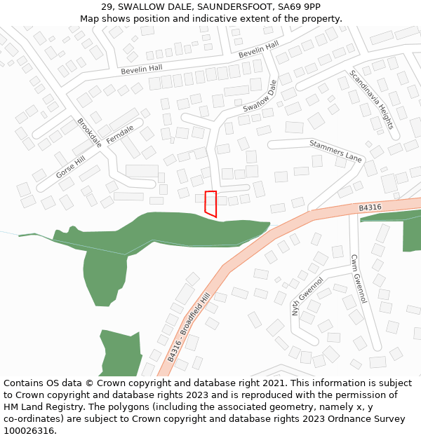 29, SWALLOW DALE, SAUNDERSFOOT, SA69 9PP: Location map and indicative extent of plot