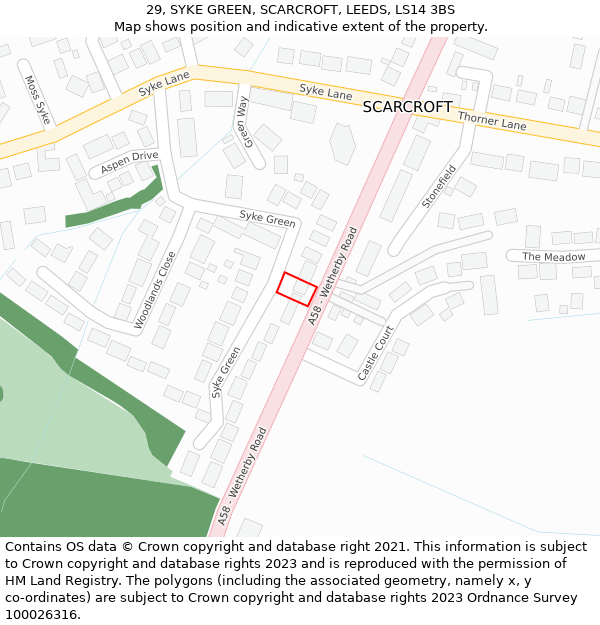 29, SYKE GREEN, SCARCROFT, LEEDS, LS14 3BS: Location map and indicative extent of plot