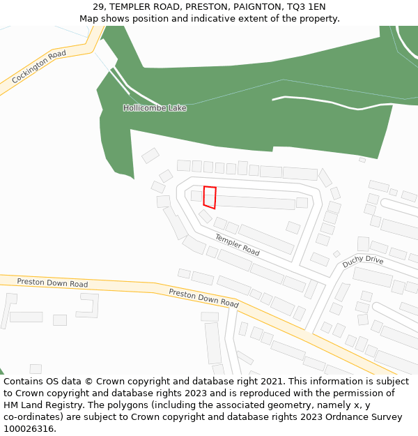 29, TEMPLER ROAD, PRESTON, PAIGNTON, TQ3 1EN: Location map and indicative extent of plot