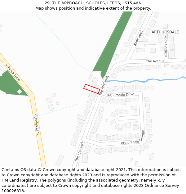 29, THE APPROACH, SCHOLES, LEEDS, LS15 4AN: Location map and indicative extent of plot