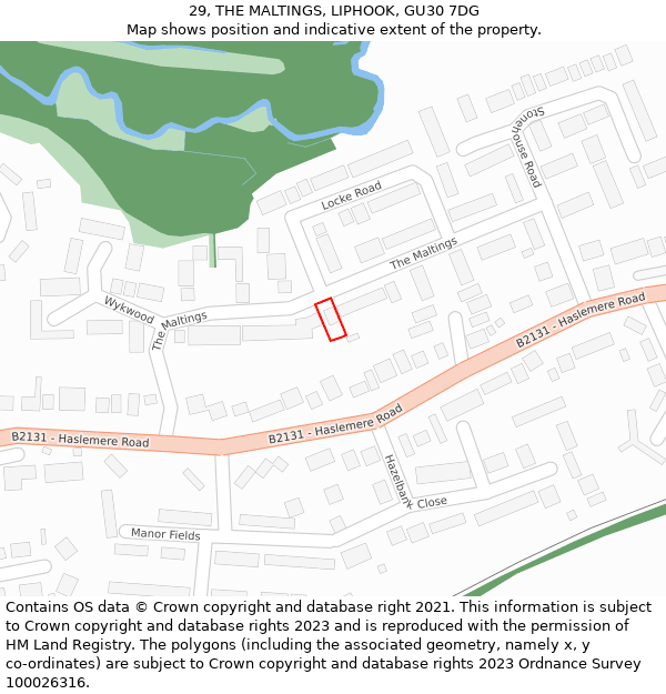 29, THE MALTINGS, LIPHOOK, GU30 7DG: Location map and indicative extent of plot