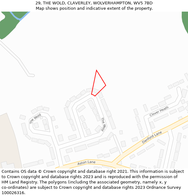 29, THE WOLD, CLAVERLEY, WOLVERHAMPTON, WV5 7BD: Location map and indicative extent of plot